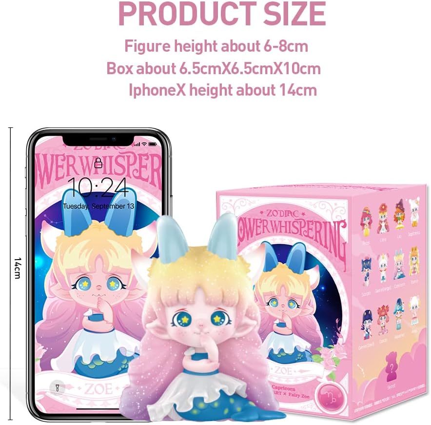 POP MART Zoe Flower Whispering Zodiac Series 3PC Exclusive Action Figure Box Toy Bulk Box Popular Collectible Art Toy Cute Figure Creative Gift, for Christmas Birthday Party Holiday - CC72Toy