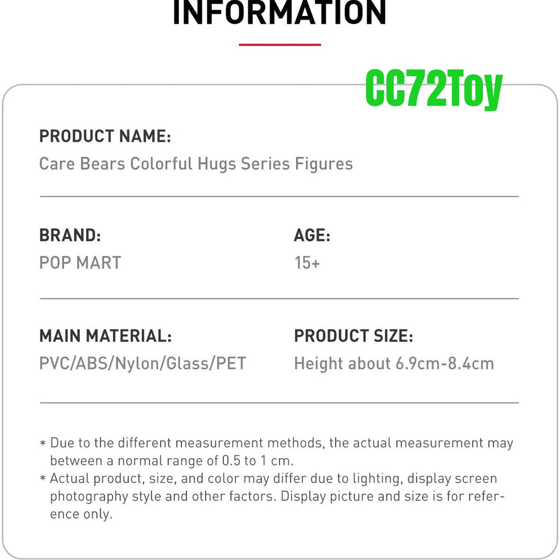 POP MART Care Bears Colorful Hugs Series Figures - CC72Toy