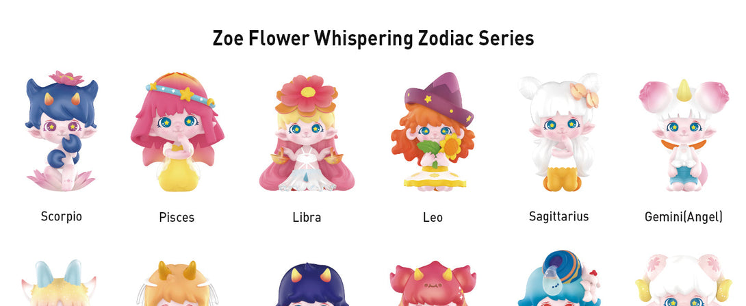 POP MART Zoe Flower Whispering Zodiac Series 3PC Exclusive Action Figure Box Toy Bulk Box Popular Collectible Art Toy Cute Figure Creative Gift, for Christmas Birthday Party Holiday - CC72Toy