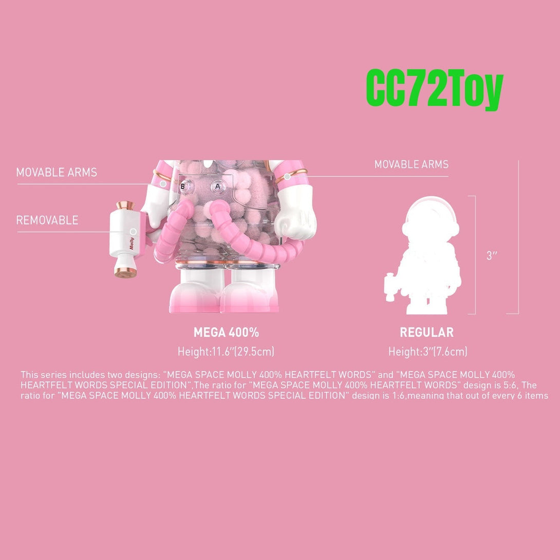 POP MART MEGA Space Molly 400% Heartfelt Words Collection Figurine, 11.6 Inch Height - CC72Toy