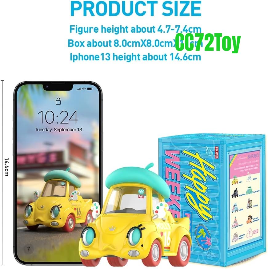 POP MART POPCAR Happy Weekend Series 9PC Exclusive Action Figure Box Toy Bulk Box Popular Collectible Art Toy Cute Figure Creative Gift, for Christmas Birthday Party Holiday - CC72Toy
