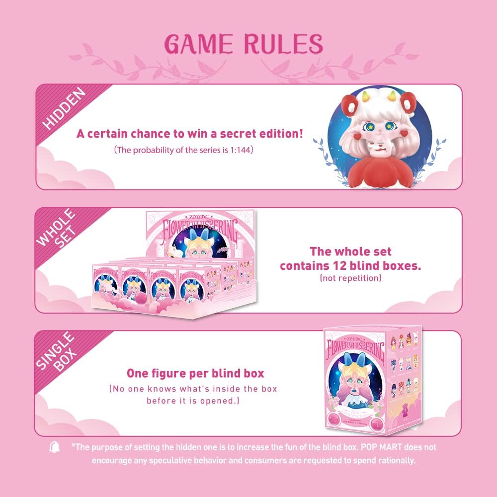 POP MART Zoe Flower Whispering Zodiac Series 3PC Exclusive Action Figure Box Toy Bulk Box Popular Collectible Art Toy Cute Figure Creative Gift, for Christmas Birthday Party Holiday - CC72Toy