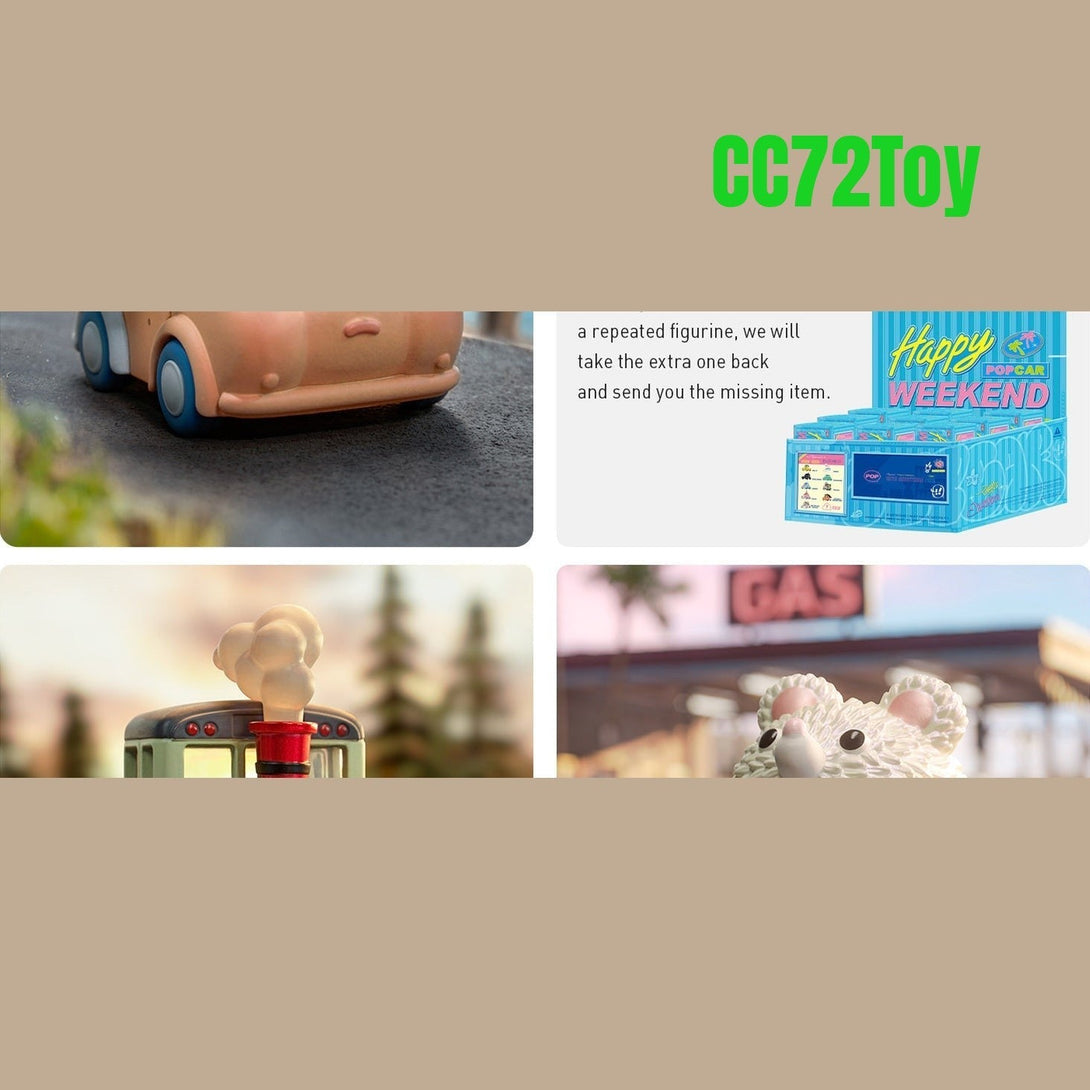 POP MART POPCAR Happy Weekend Series 9PC Exclusive Action Figure Box Toy Bulk Box Popular Collectible Art Toy Cute Figure Creative Gift, for Christmas Birthday Party Holiday - CC72Toy