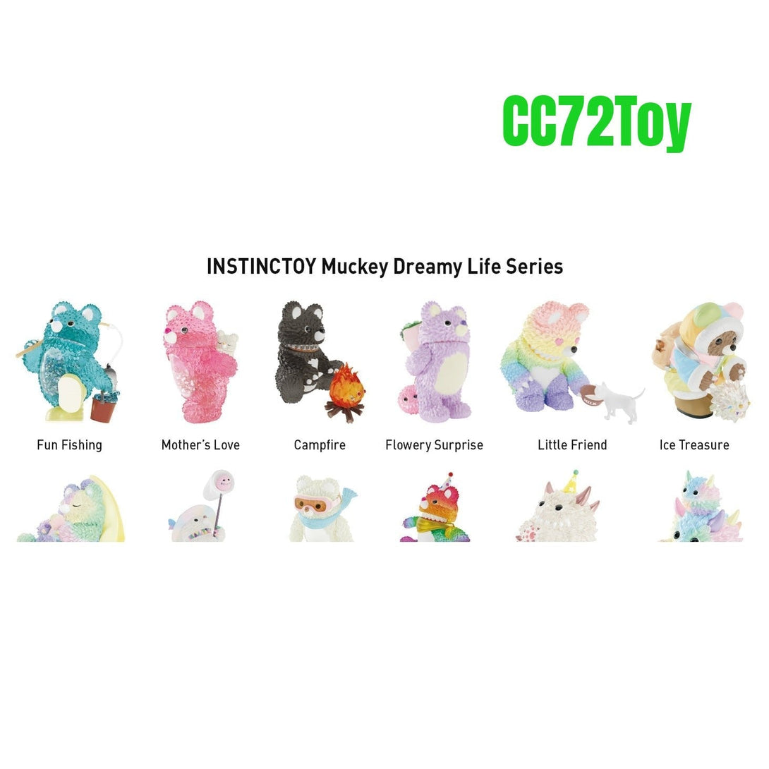 POP MART INSTINCTOY Muckey Dreamy Life Series, 12PCs Muckey Blind Box Figures, Random Design Action Figures Collectible Toys Home Decorations, Holiday Birthday Gifts for Boys and Girls, Whole Set - CC72Toy