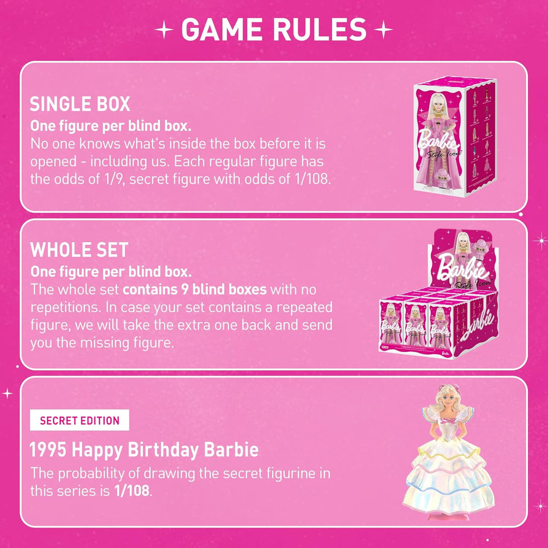 POP MART Barbie Style Icon Series Figures, Blind Box Figures, Random Design Action Figures Collectible Toys Home Decorations, Single Box - CC72Toy